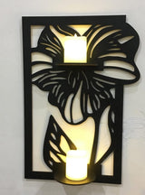 Floral Wooden Wall Frames – Set of 3 with 7 LED Candles