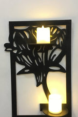 Floral Wooden Wall Frames – Set of 3 with 7 LED Candles